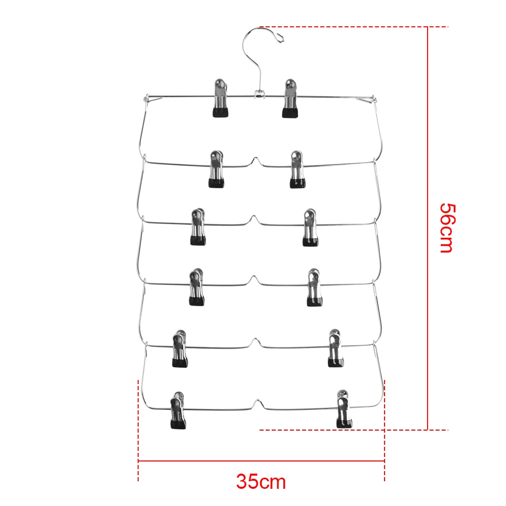 Clothes Hangers Pants Holders 5 Layers 12 Clip Folding Clothes Rack Organizer Clothing Storage Rack