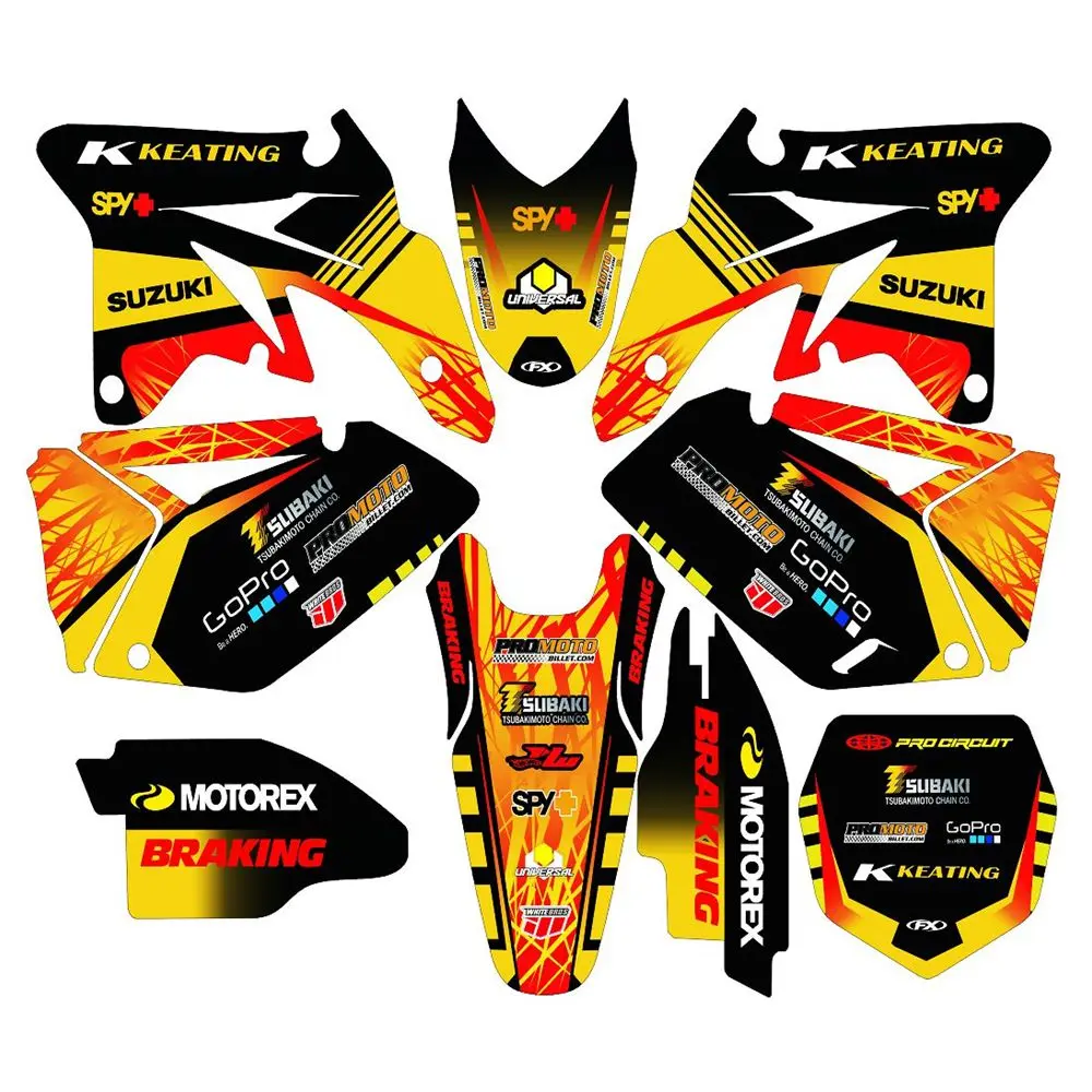 

New Full Graphics Decals Stickers Custom Number Name 3M Bright Matte Stickers Waterproof For Suzuki RMZ250 2007-2009