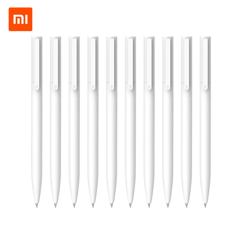 Xiaomi Mijia 10Pcs Gel Pens 0.5mm bullet pen White PREMEC Smooth Switzerland Refill MiKuni Japan Ink black/Blue Replacement | Канцтовары