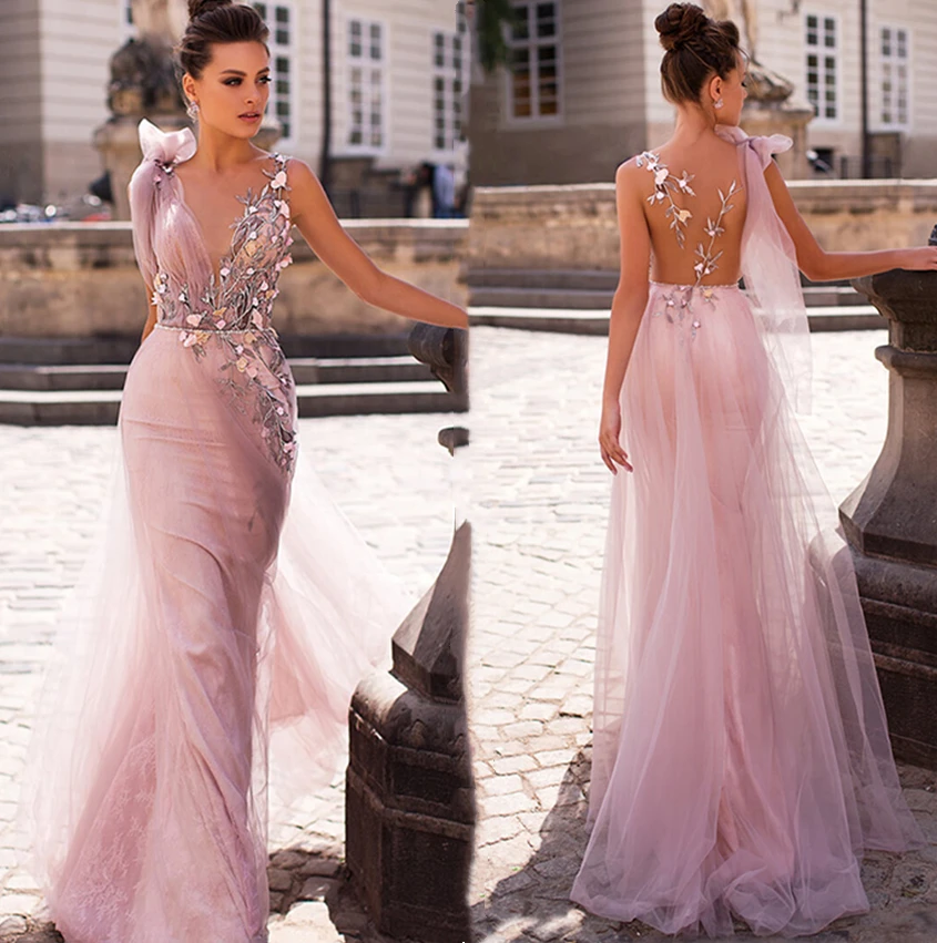 Sexy Pink Mermaid Evening Dresses Tulle Lace Applique 3D Floral Party Gowns | eBay Sexy Pink Mermaid Evening Dresses Tulle Lace Applique 3D Floral Party Gowns | eBay