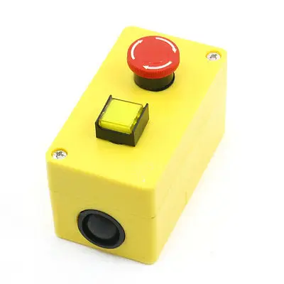 

5A 250VAC Red Emergency Stop Latching Yellow Button Pushbutton Station
