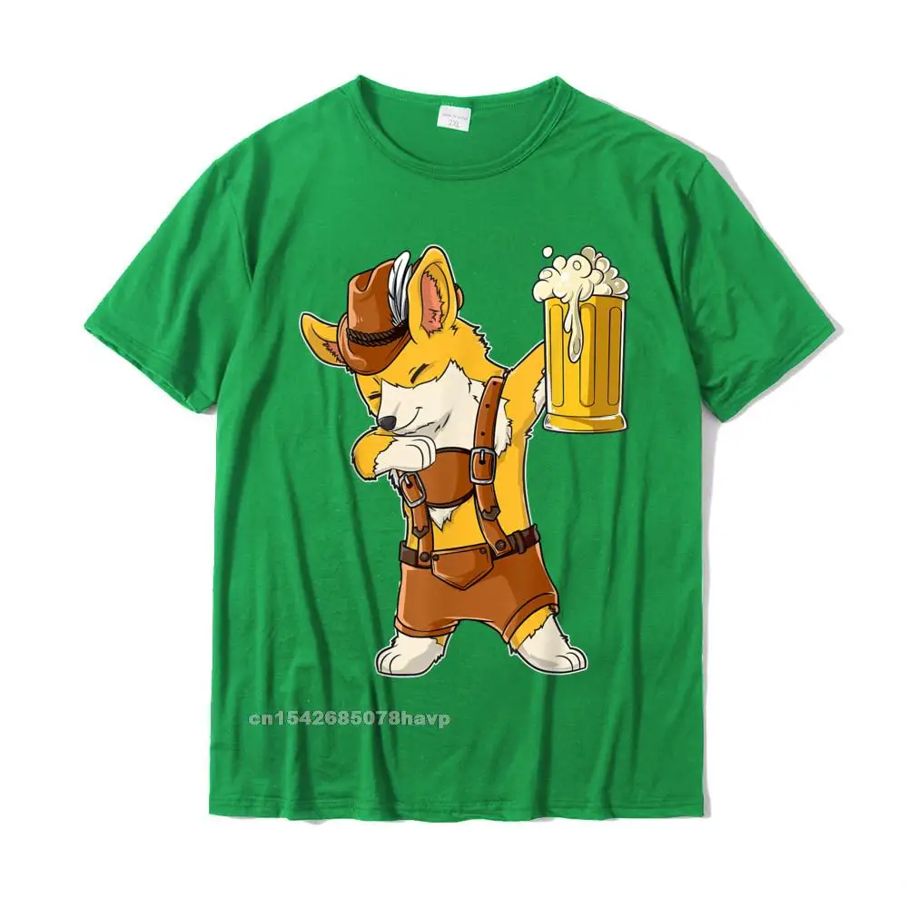 Hip hop Crew Neck T-Shirt Summer Fall Tops Tees Short Sleeve Wholesale 100% Cotton Unique Tops Tees Custom Mens Dabbing Corgi T shirt Oktoberfest Lederhosen Men Prost Beer__2391. green