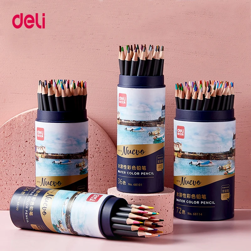 Deli 24/36/48/72 colors wood watercolor pencil Lead Hardness 2B