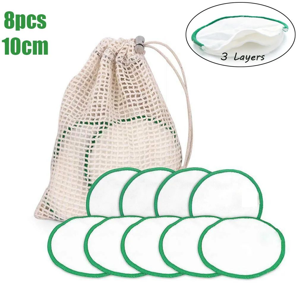8PCS 10cm 1/4/5/6/8/12 шт./компл. многоразовый мешок из бамбукового волокна; моющиеся патронов колодки средство для снятия макияжа с ватными тампонами Очищающая Подушечка Для лица инструмент - Цвет: 8PCS 10cm