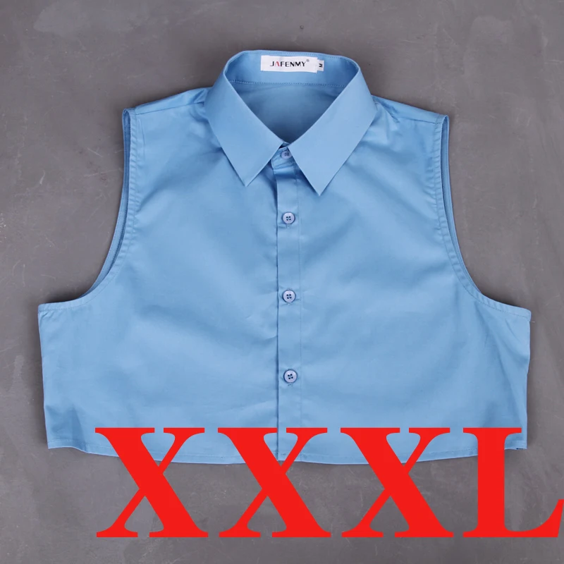 Blue Size XXXL Женская блузка с фальш-воротником, белая, однотонная, хлопок, съемный воротник, черная, мужская, женская, с галстуком, с отворотом, для девушек, Декор, имитация - Цвет: Blue Size XXXL