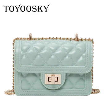 

TOYOOSKY women Clear Transparent jelly Bag Candy Color Crossbody Bags Designer Ladies Shoulder Chain Flap Messenger Bag