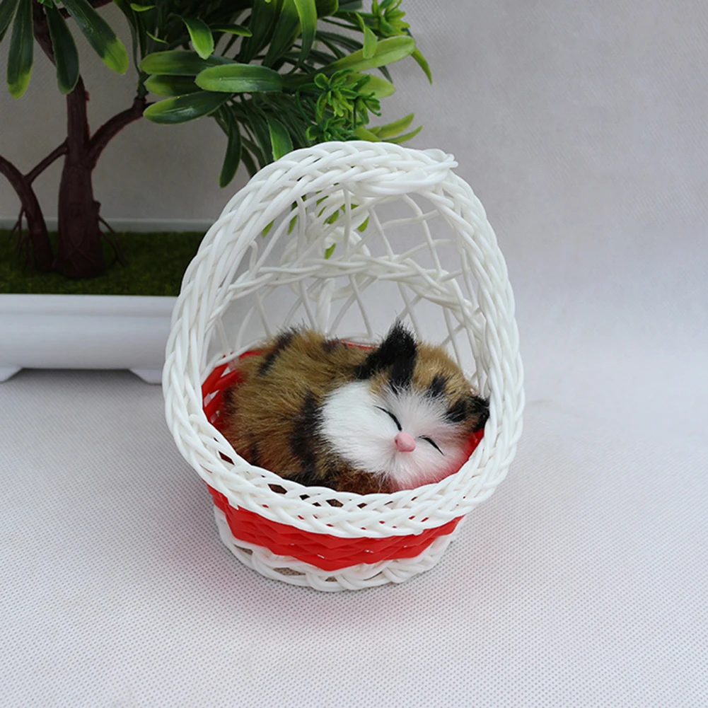 Моделирование милые кошки котенок звук плюшевая кукла игрушка подвесная корзина украшение дома