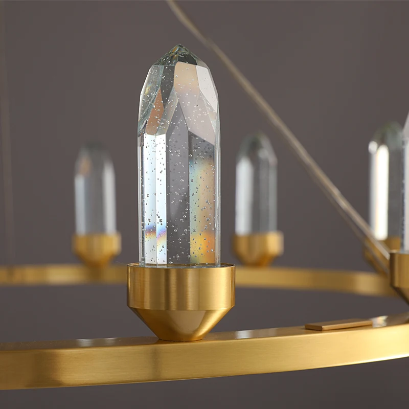 Modern Crystal Simple Copper Round Crystal Chandelier Lights 6 Modern Crystal Simple Copper Round Crystal Chandelier Lights 6