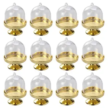 

12pcs Tray Modeling Shape Candy Box Party Favor Boxes Candy Holders Gift Box (Golden Base)
