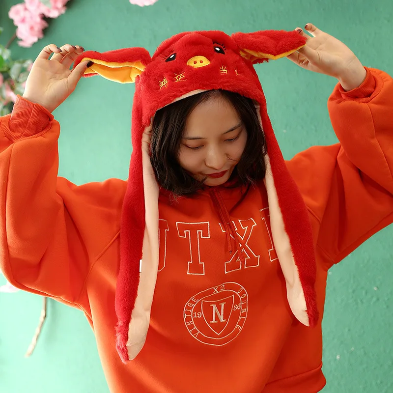 

Rabbit Plush Toy Hat Comfortable Soft Windproof Warm Dynamic CAP Customizable