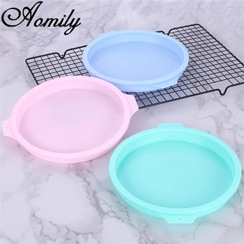 

Aomily 8 inches Silicone Round Cake Fondant Mousse Mould Pizza Pan Oven Baking Tray Pans Cake Pie Dish Mold Kitchen Bakeware