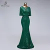 Sexy sequin Evening dress short sleeves vestidos de fiesta green dress evening gowns for women Party dress prom dresses ► Photo 2/6