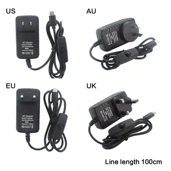 

5V 3A Type C Charger Adapter Cable Power Supply with Switch for Raspberry Pi 4 Model B AU/UK/EU/US Plug