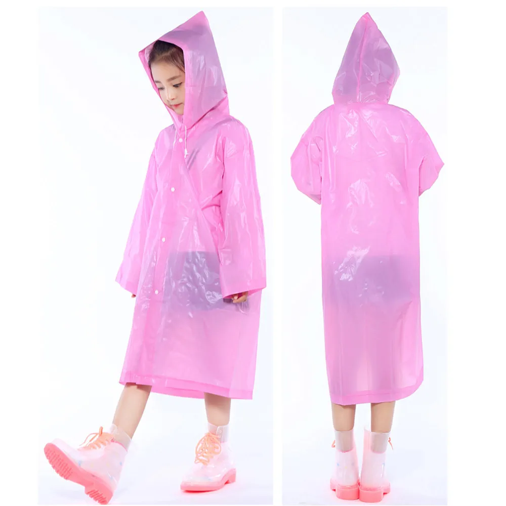 1pc Raincoats Kids Girls Boys Raincoats Portable Reusable Raincoats Transparent Children Rain Ponchos For 6-12 Years Old Py4