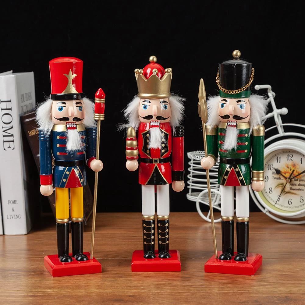 3pcs Set 30cm Christmas Wooden Nutcracker Soldier Doll Handcraft Puppet Desktop Ornaments Nutcracker Soldier Christmas Gift Figurines Miniatures Aliexpress