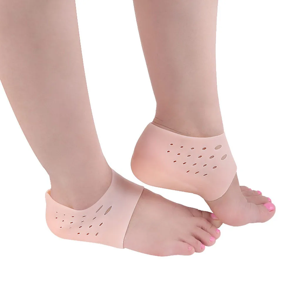 

Socks Heel Protector Rubber Heel Cover Height Increase Insole Silicone Heel Cups Insert For Cracked Heel Treatment- Moisturizing