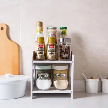 

Wood Desktop Shelf Bathroom Storage Rack Shelves Makeup Organizer Table Sundries Holder Kitchen Spice Rack Organizer