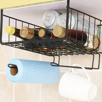 

Cabinet Racks Kitchen Iron Multi-Layer Storage Racks Perforation-Free Wardrobe Storage Layered Compartment Storage