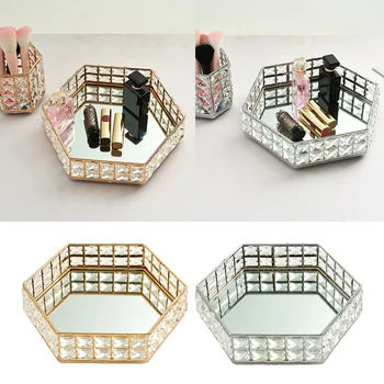 

Mirrored Decorative Cosmetic Organizer Tray Cake Display Bathroom Decor