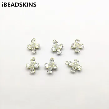 

New arrival! 15X12mm 100pcs Copper/Zircon Flower shape charm for Necklace Earrings DIY,Earrings parts,hand Made Jewelry DIY