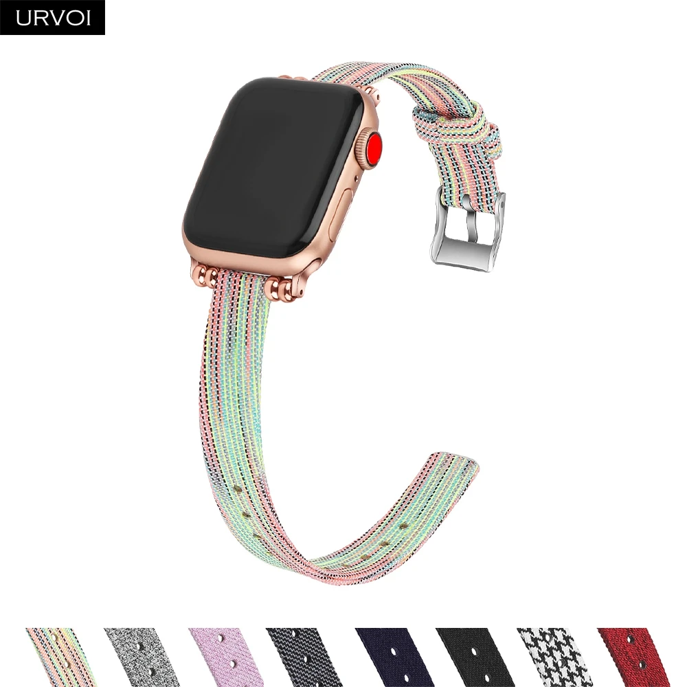 URVOI полотно холста для Apple Watch series 54 321 ремешок Ткань запястье для iwatch тонкий запястье современный дизайн подарок для девушек женщин