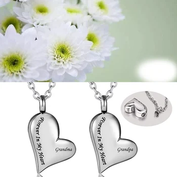 

Grandma Grandpa Forever in My Heart Cremation Jewelry for Ashes Keepsake Memorial Urn Necklace