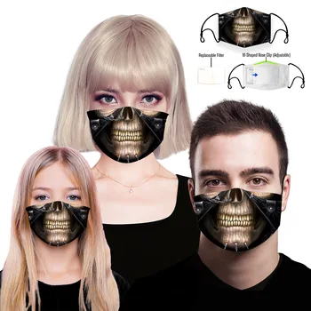 

Skull Printing Reusable Protective PM2.5 Filter mouth Mask anti dust Face mask Windproof Mouth-muffle bacteria proof Flu Masks