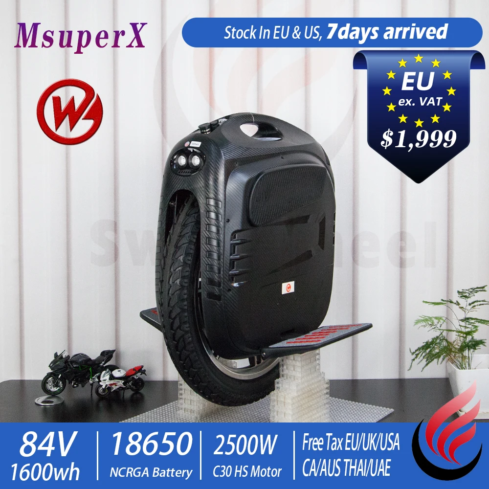 Gotway MsuperX Electric Unicycle 2500W C30 High Speed Motor 1600Wh 18650GA Battery Off-Road Stock in EU US Electric Scooter MSX