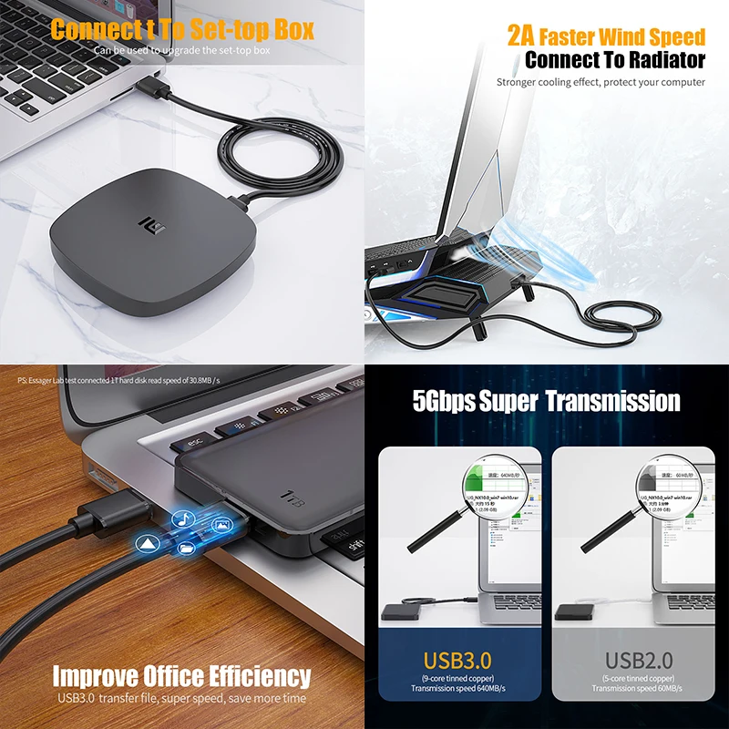 Удлинительный кабель Essager USB 3 0 с разъемом Папа папа 5 Гбит/с удлинитель провод для