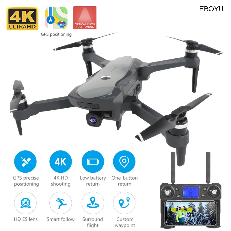 Квадрокоптер EBOYU XKY K20 складной бесщеточный Радиоуправляемый Дрон с GPS Wi-Fi FPV 4K HD ESC |