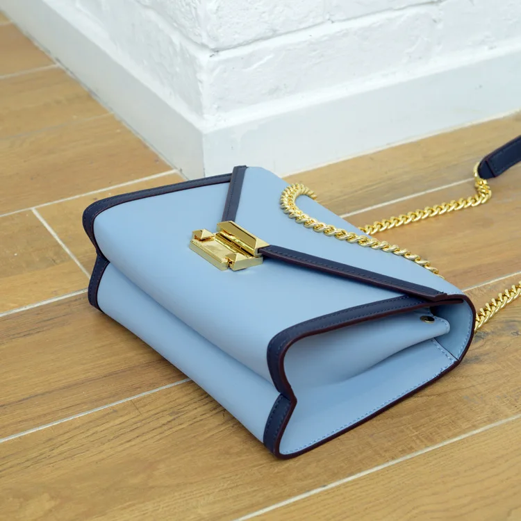 

WOMEN'S Bag 2019 Leather Shoulder-bag Cross-body Bag Popular Brand Square Sling Bag Chain Contrast Color Hand