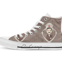 H. G. Wells/Повседневная дышащая холщовая обувь кеды с высоким берцем на шнуровке Прямая