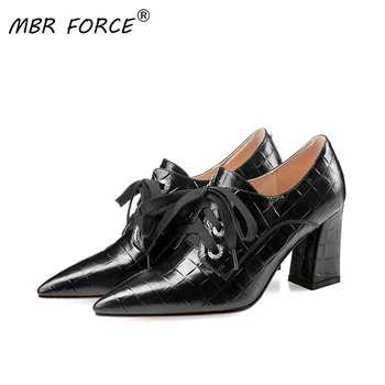 

MBR FORCE new fashion all-match high-quality leather European and American style warm black square heel non-slip rubber shoes
