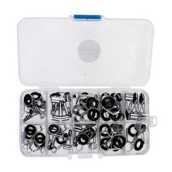 

45pcs Fishing Rod Guides Tip Rings Set Rod Repair Kit DIY Eye Ring with Box, 9-Sizes