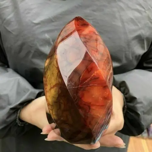 80-550g Natural Carnelian Jasper Flame Quartz Crystal Wand Specimen Point 2