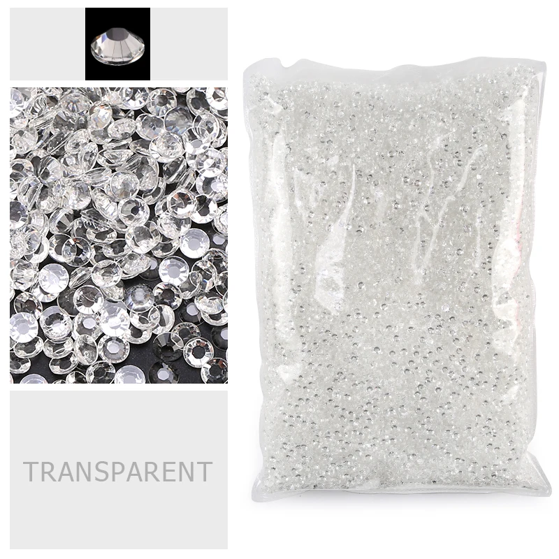QIAO Wholesale 2-5mm Resin Rhinestones Transparent Bottom Flatback Crystal AB Nail Gems Rhinestone For Clothing Decorations 