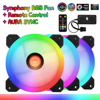 

120mm RGB Fan Cooler 5pin Dual Aura 1/3/6 pcs PC Fans Remote Controller Computer CPU Cooling Fan Adjustable RGB and Fan Speed