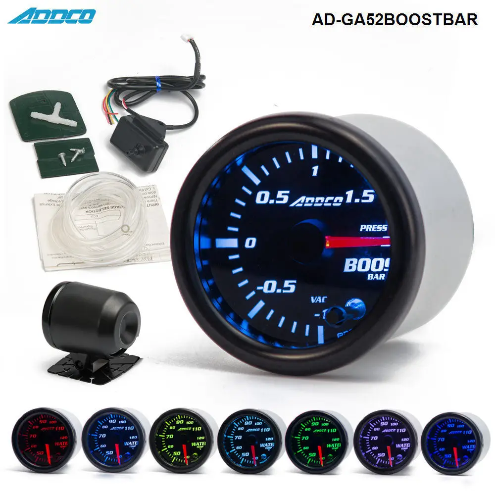 2 &quot52 мм 7 цветов светодиодный дым уход за кожей лица авто бар Turbo Boost Манометр с