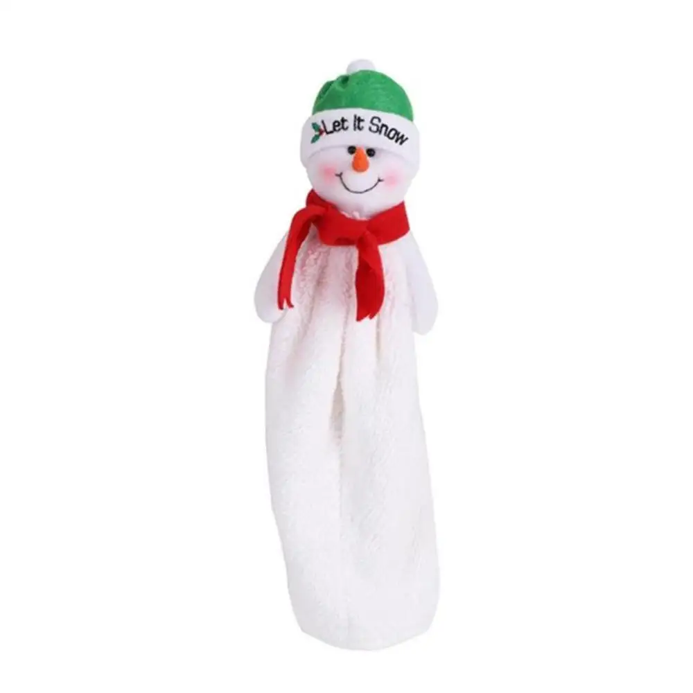 Snowman Towel Полотенце для рук Санта-Клаус, снеговик, мультяшная вышивка, ручная ткань для кухни, ванной комнаты, Рождественская водопоглощающая ткань - Color: Snowman Towel