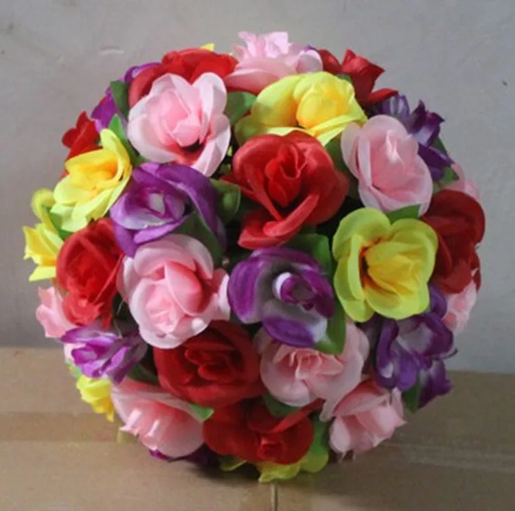 mix flower 12" 30cm Artificial Rose Silk Flower Red Kissing Balls For Christmas Ornaments Wedding Party Decorations Supplies - Цвет: mix flower
