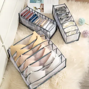 

New Dormitory Closet Organizer For Socks Home Separated Underwear Storage Box 7 Grids Bra Organizer Foldable Drawer Organizer 1#