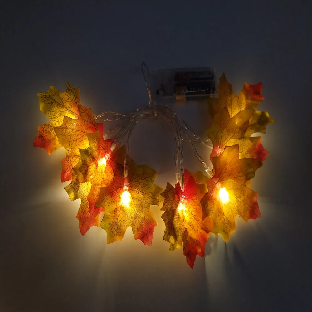 1,5 м 10LED освещенная Осенняя гирлянда с кленовыми листьями для тыквы, Дня благодарения, Рождества