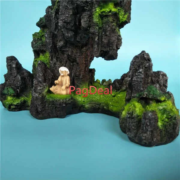 Nagy Akváriumi Dísz Hegyi L24Cm*W14Cm*30 Cm Gyanta Vízi Haltartály Dekoráció Szikladara Hegyi Halak - Image 5