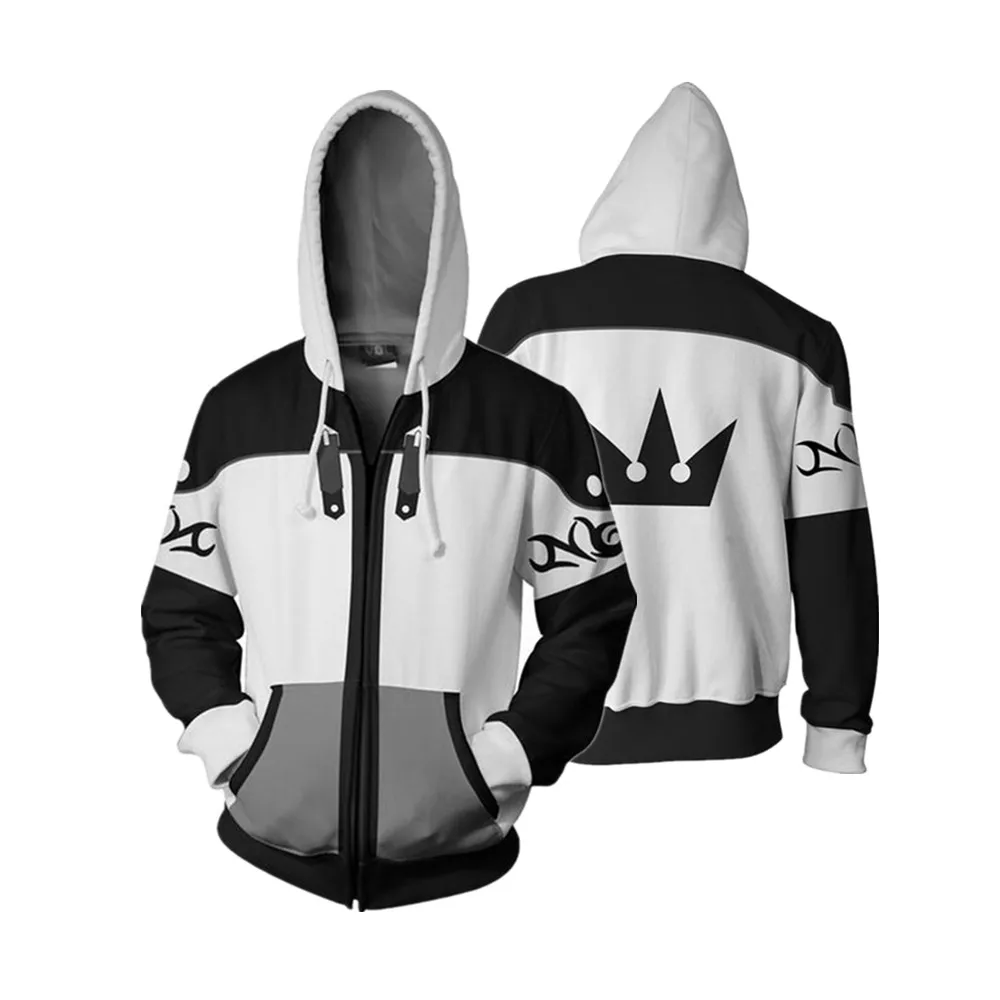 3D Full Printed Mens Hoodies Game Kingdom Hearts Sora Riku Zipper Cosplay Pullover Coat Unisex Fashion Jumper Sweatshirt