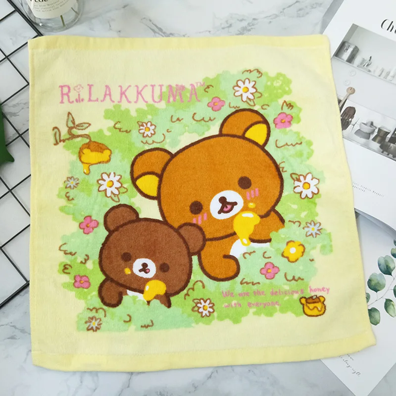 

Japan Origional Easily Bear Rilakkuma Towel Kerchief Cotton Nonwoven Fabric Embroidered Bread Small Yellow Chicken Strawberry Ov