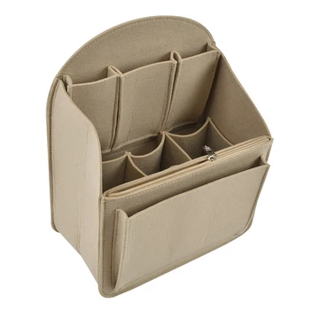 

Makeup Bag Insert Travel Organizer Felt Bag Insert Cosmetic Bag with Multi-Pockets Makeup Case Handbag Multifunction Storage Bag