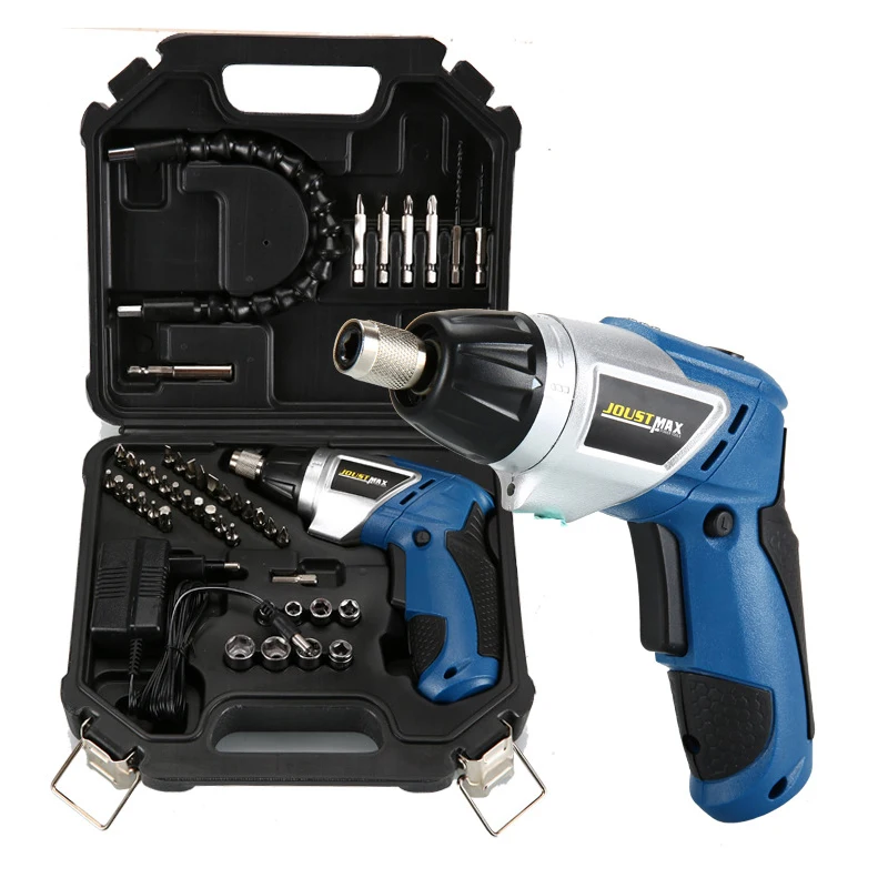 

Blue Household Rechargeable Electric Screwdriver Set Waterproof Dustproof Rotatable Handle LED Lighting Screw Driver AA