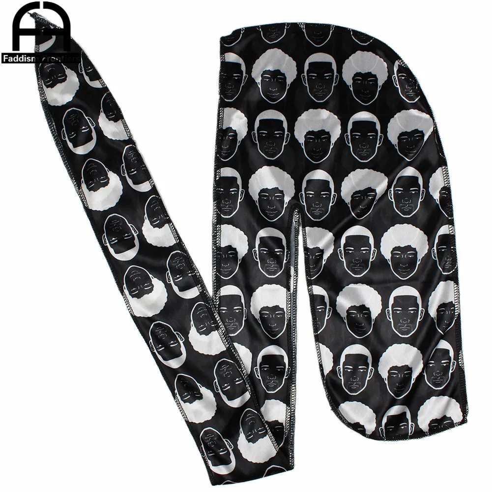 

Men Silk Durag Custom Print Silky Durags Bandanas For Men Headwear Turban Hat Wave Cap