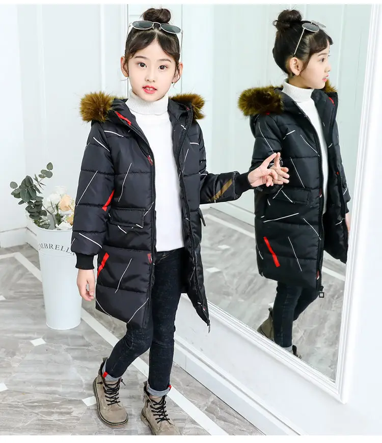 Коллекция 2019 года, осенне-зимние парки для девочек, пальто одежда с хлопковой подкладкой для девочек Детский костюм для девочек, детская