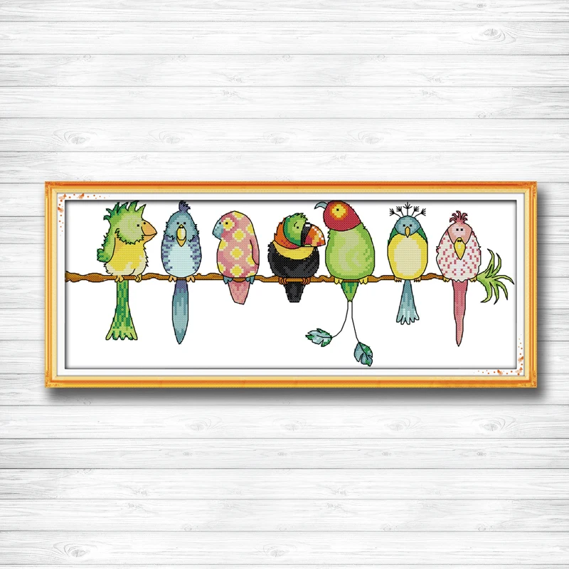 

Colorful Parrots animal birds cartoon Decor counted printed on canvas DMC 11CT 14CT kits Cross Stitch embroidery needlework Sets